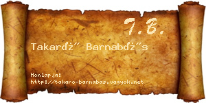 Takaró Barnabás névjegykártya